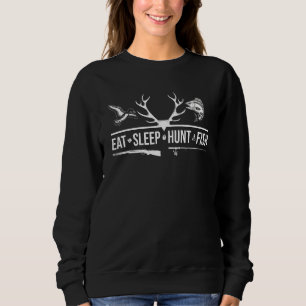 Sleep Hunt Fish Funny Junting Grafik Sweatshirt