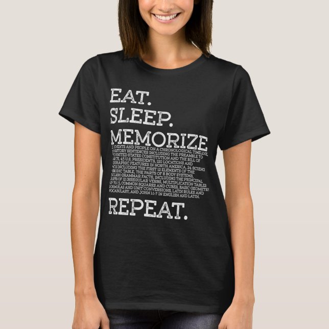 Sleep-Memorik für wiederholten Memory-Master essen T-Shirt (Vorderseite)
