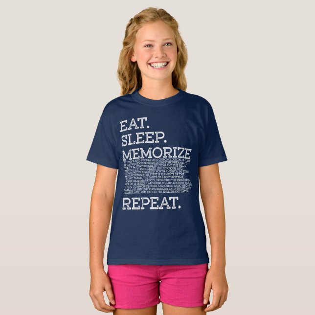 Sleep-Memorik für wiederholten Memory-Master essen T-Shirt (Vorne ganz)