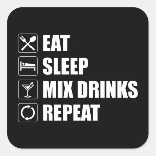 Sleep Mix Drinks wiederholen Quadratischer Aufkleber