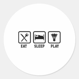 Sleep Play Badminton Player Shuttlespiel essen Runder Aufkleber