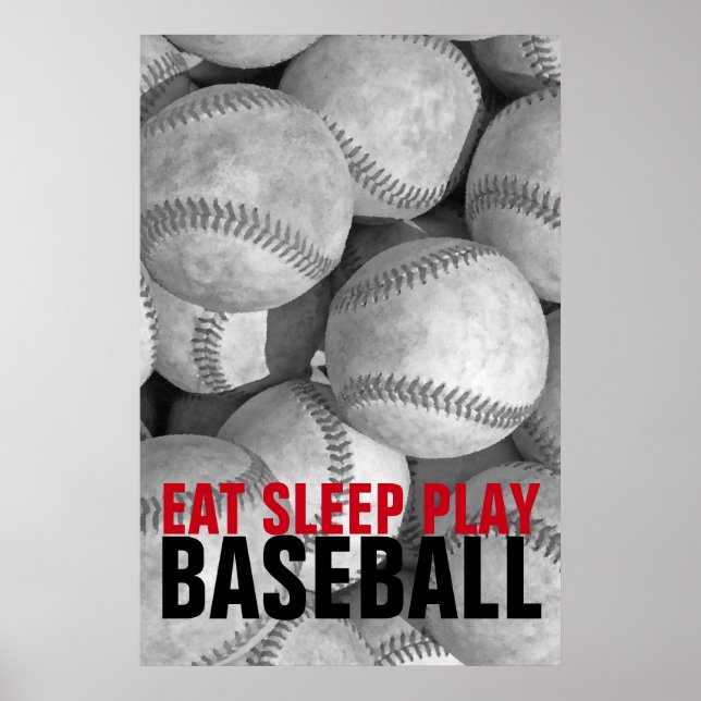 Sleep Play Baseball Einzigartiges Kunstwerk Poster (Vorne)