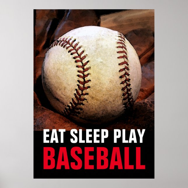 Sleep Play Baseball Motivierend Poster (Vorne)