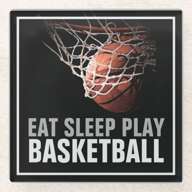 Sleep Play Basketball Motivierend Glasuntersetzer (Vorderseite)