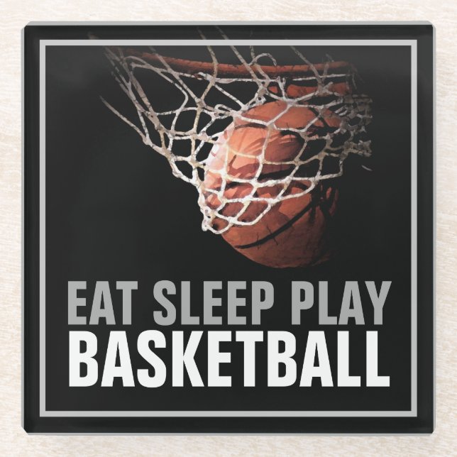Sleep Play Basketball Motivierend Glasuntersetzer (Vorderseite)