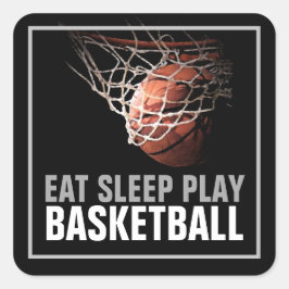 Sleep Play Basketball Motivierend Quadratischer Aufkleber