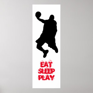 Sleep Play Basketball Player Silhouette Poster ess