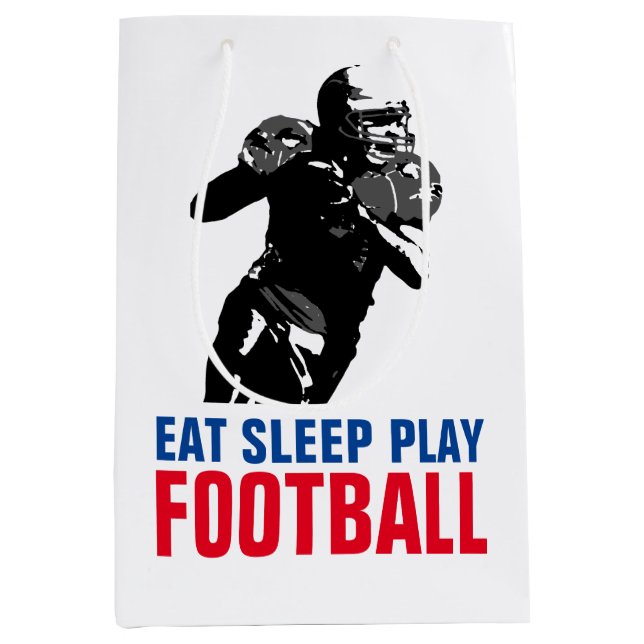 Sleep Play Black & White Football Pop Art Mittlere Geschenktüte (Vorderseite)
