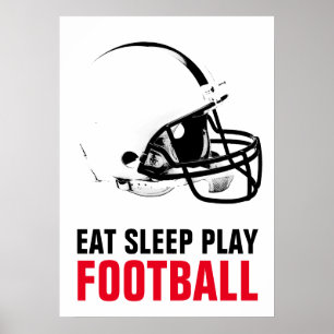 Sleep Play Black & White Football Pop Art Poster