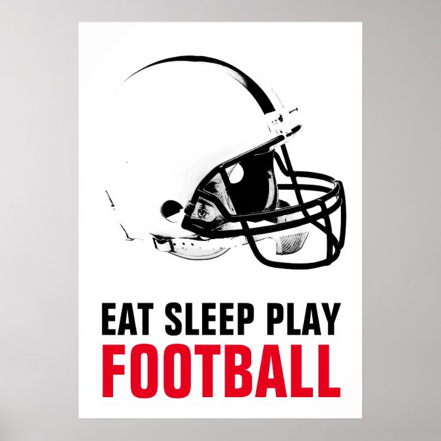 Sleep Play Black & White Football Pop Art Poster (Vorne)