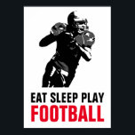 Sleep Play Black & White Football Pop Art Poster<br><div class="desc">Popular American Game Artworks - Popular Sports - Pop Art Football Game Helmet Image.</div>