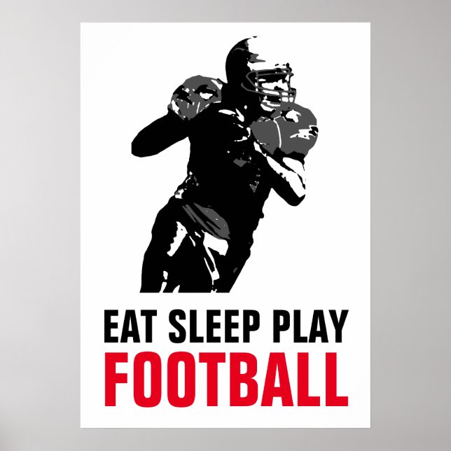 Sleep Play Black & White Football Pop Art Poster (Vorne)