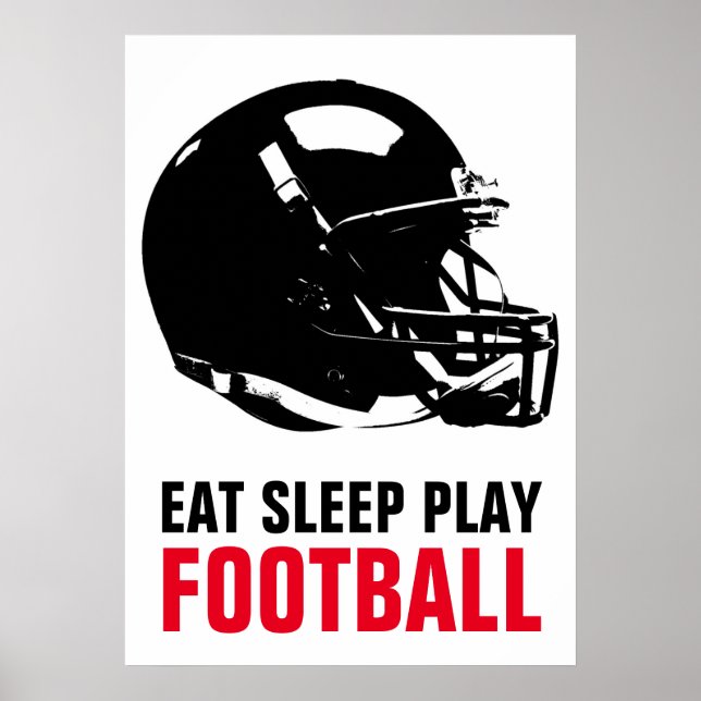 Sleep Play Black & White Football Pop Art Poster (Vorne)