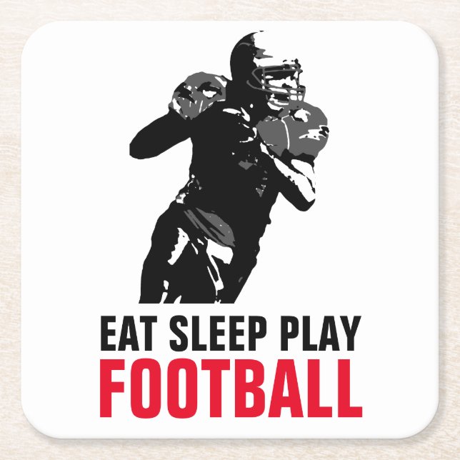 Sleep Play Black & White Football Pop Art Rechteckiger Pappuntersetzer (Vorderseite)