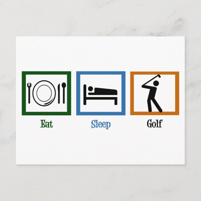 Sleep Play Golf essen Postkarte (Vorderseite)