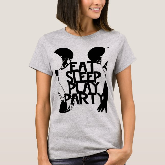 Sleep Play Party Football Players essen T-Shirt (Vorderseite)