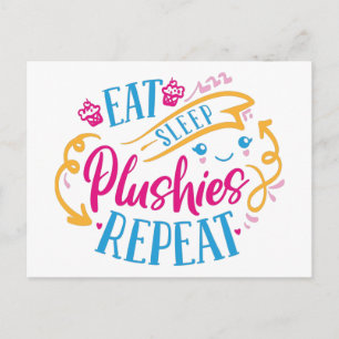 Sleep Plushies essen wiederholen   Funny Colorful  Postkarte
