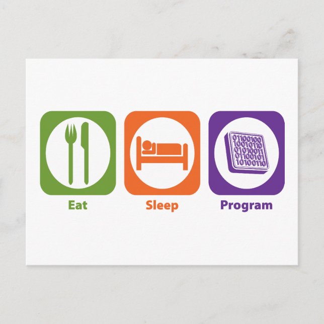 Sleep-Programm essen Postkarte (Vorderseite)