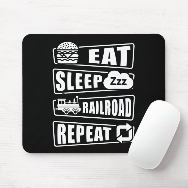 Sleep Railroad Repeat Dampfzug essen Mousepad (Mit Mouse)