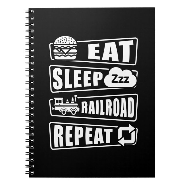Sleep Railroad Repeat Dampfzug essen Notizblock (Vorderseite)