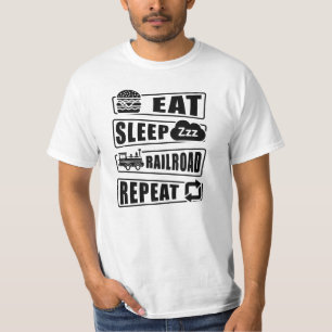 Sleep Railroad Repeat Steam Train T - Shirt essen