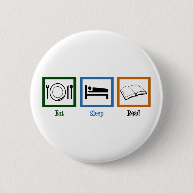 Sleep Read Books Funny Bookworm essen Button (Vorderseite)