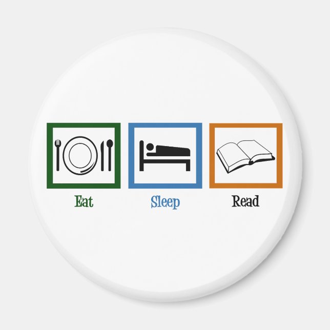 Sleep Read Books Funny Bookworm essen Magnet (Vorne)