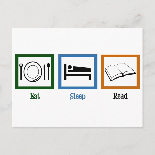 Sleep Read Books Funny Bookworm essen Postkarte (Vorderseite)