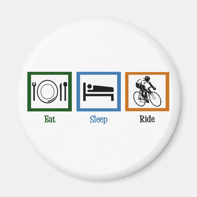 Sleep Ride essen (Radfahrer) Magnet (Vorne)