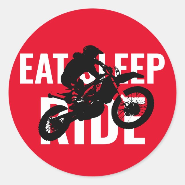 Sleep Ride Motocross Motorrad Pop Art Runder Aufkleber (Vorderseite)