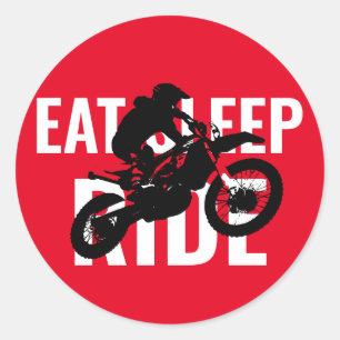 Sleep Ride Motocross Motorrad Pop Art Runder Aufkleber