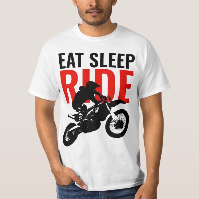 Sleep Ride Motocross Motorrad Pop Art T-Shirt (Vorderseite)