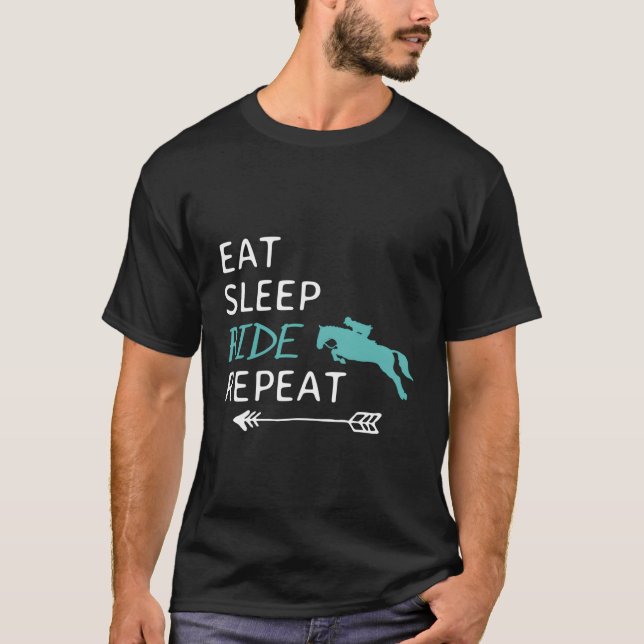 Sleep Ride Pferde Eat Repeat Reiten T-Shirt (Vorderseite)