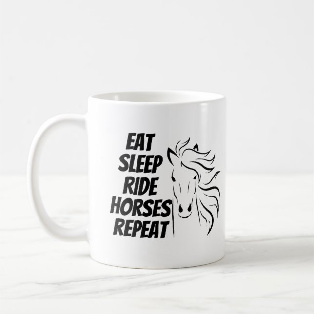 Sleep Ride Pferde essen Wiederholung Kaffeetasse (Links)