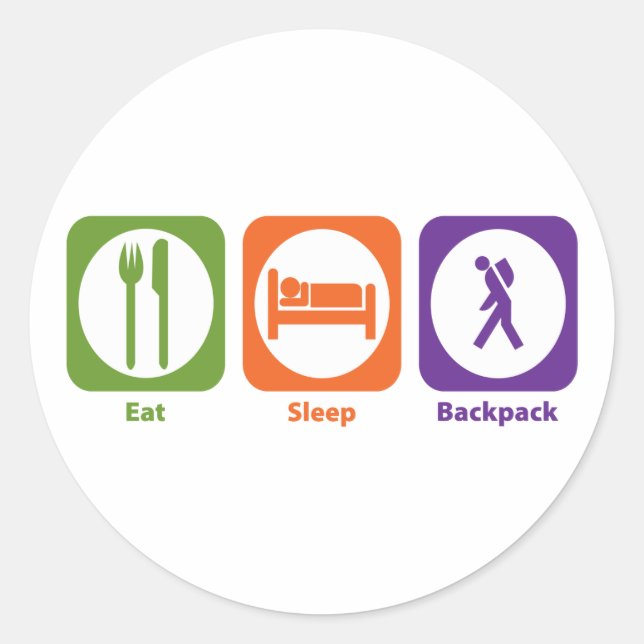 Sleep Rucksack essen Runder Aufkleber (Vorderseite)