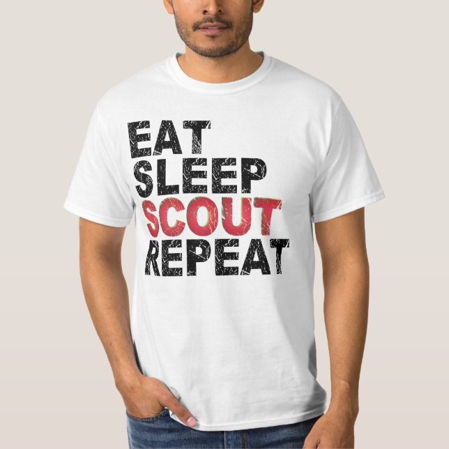 Sleep Scout Sleep Wiederholung lustige Scouts Gesc T-Shirt (Vorderseite)