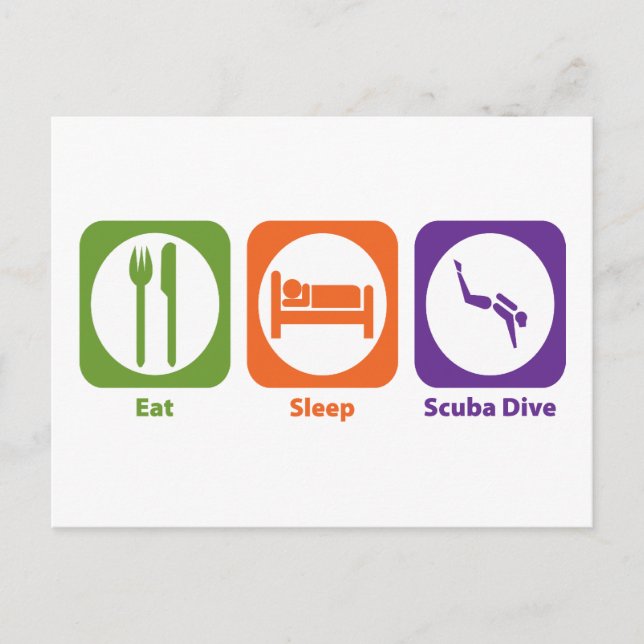Sleep Scuba Dive essen Postkarte (Vorderseite)