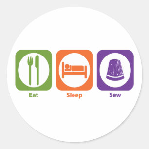 Sleep Sew essen Runder Aufkleber