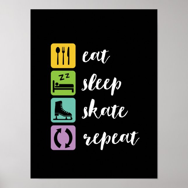 Sleep Skate essen Funny Figure Skaters Ice Skaten Poster (Vorne)