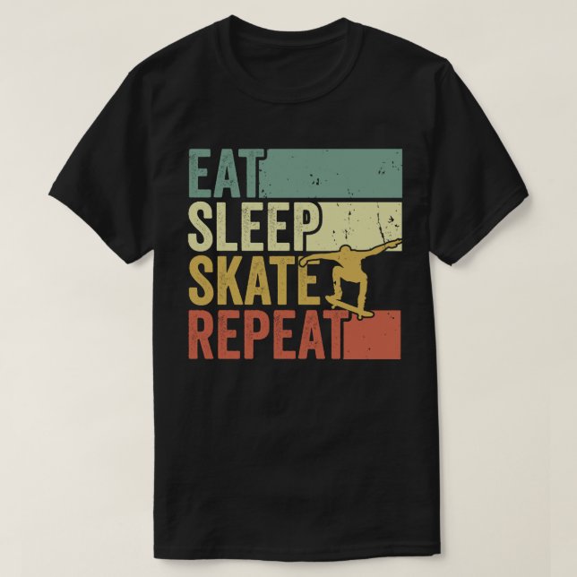 Sleep Skate essen Wiederholen Skateboard T-Shirt (Design vorne)