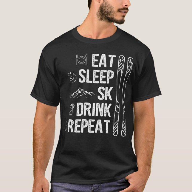 Sleep Ski Area Pisten Skifahren Wintersport T-Shirt (Vorderseite)