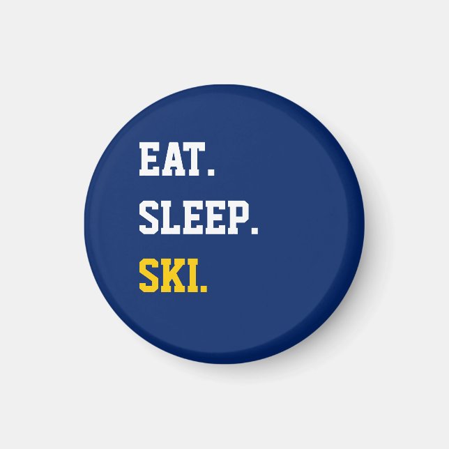 Sleep Ski essen Magnet (Vorne)