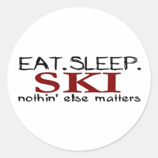 Sleep Ski essen Runder Aufkleber