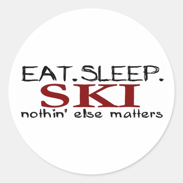 Sleep Ski essen Runder Aufkleber (Vorderseite)