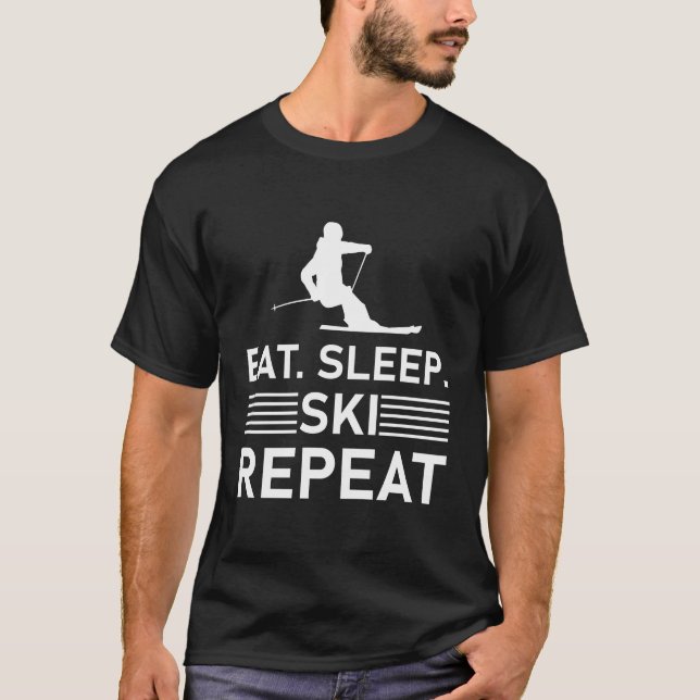 Sleep Ski Repeat - Skifahren T-Shirt (Vorderseite)