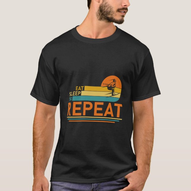 Sleep Ski Repeat - Skifahren T-Shirt (Vorderseite)