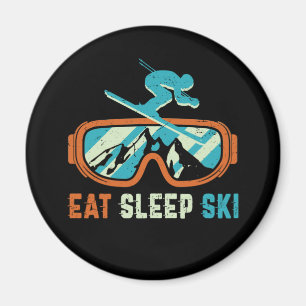 Sleep Ski Vintag Retro Skifahren Schlucht Magnet