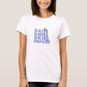 Sleep Ski Wiederholung essen T-Shirt