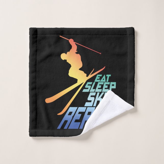 Sleep Ski Wiederholung Skifahren Lover Player Spor Waschlappen (Waschlappen)