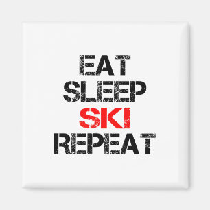 Sleep Ski Wiederholung Wintergebirge Skilodge Magnet